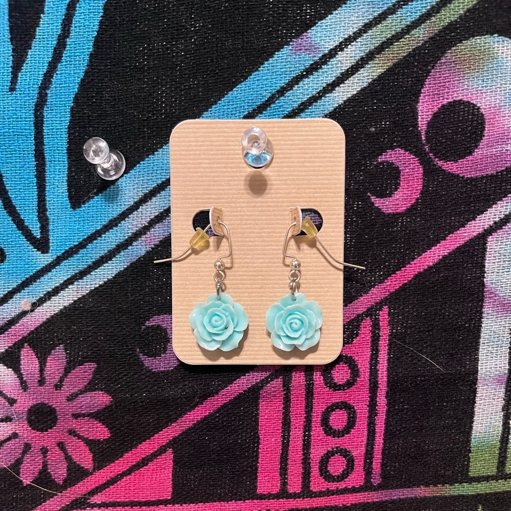 Blue rose earrings